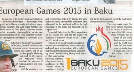 Arab News: Azerbaijan to host first European Games